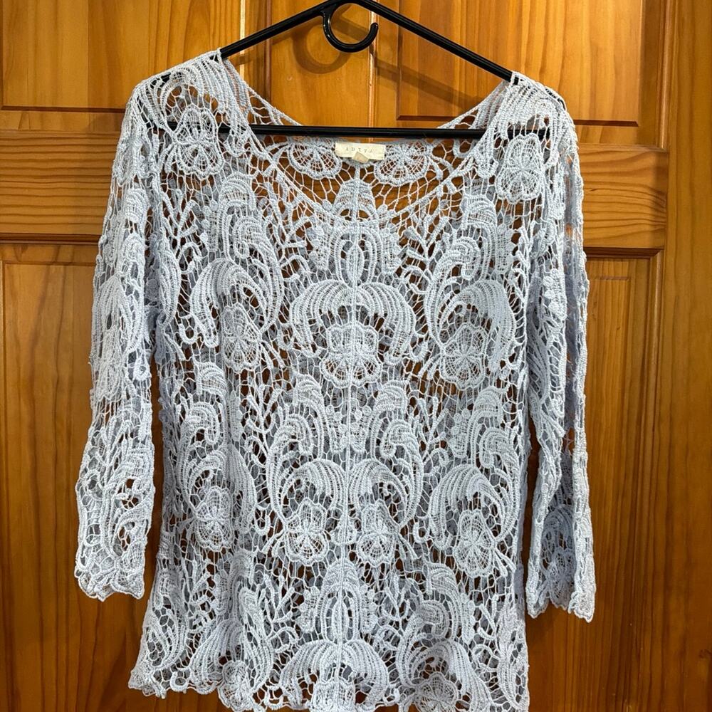Women's Lace 3/4 Sleeve Blouse Top Size L